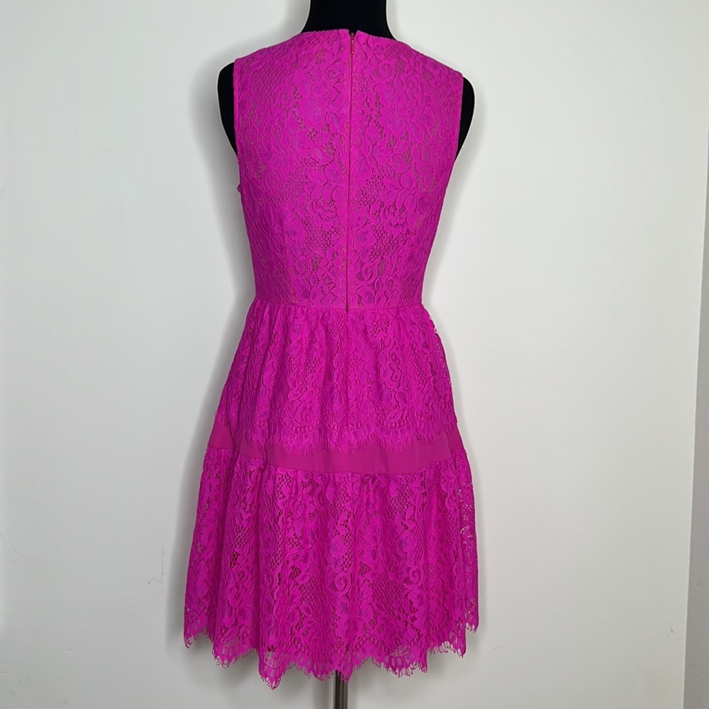 CECE Fuchsia Petite Sleeveless Lace Dress 2P - Picture 3 of 8